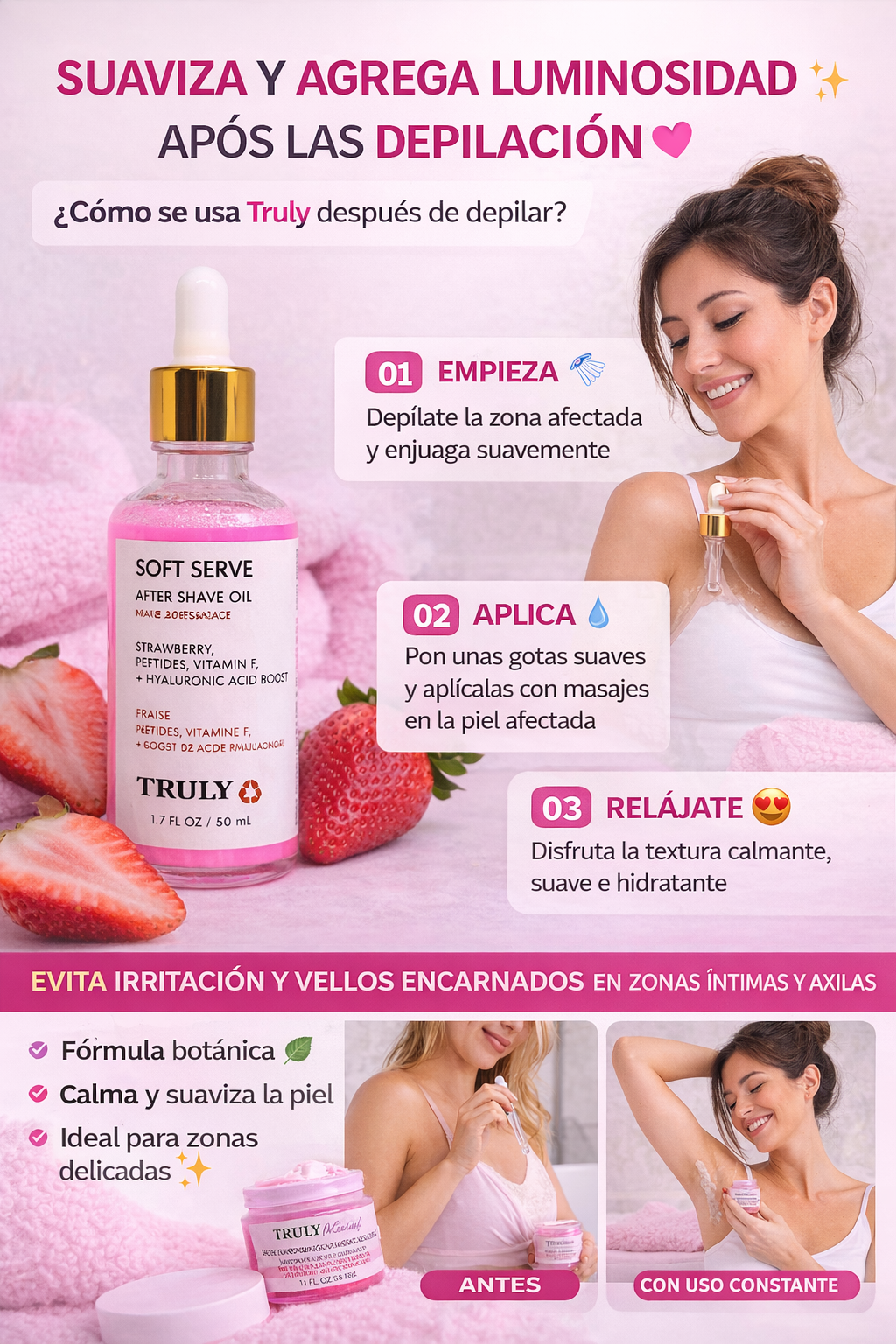 TRULY 💖 NO SIGAS OCULTANDO TU PIEL 😣✨ 3 EN 1: HIDRATA 💧 ACLARA ✨ Y AYUDA A DISMINUIR MANCHAS 🌸